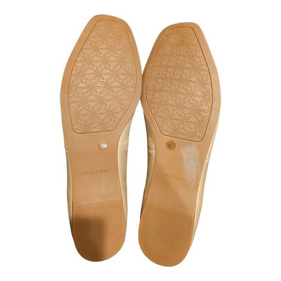 CHELSEA & VIOLET Platinum Gold Leather Ballet Flats - Size 12 New - Picture 5 of 7